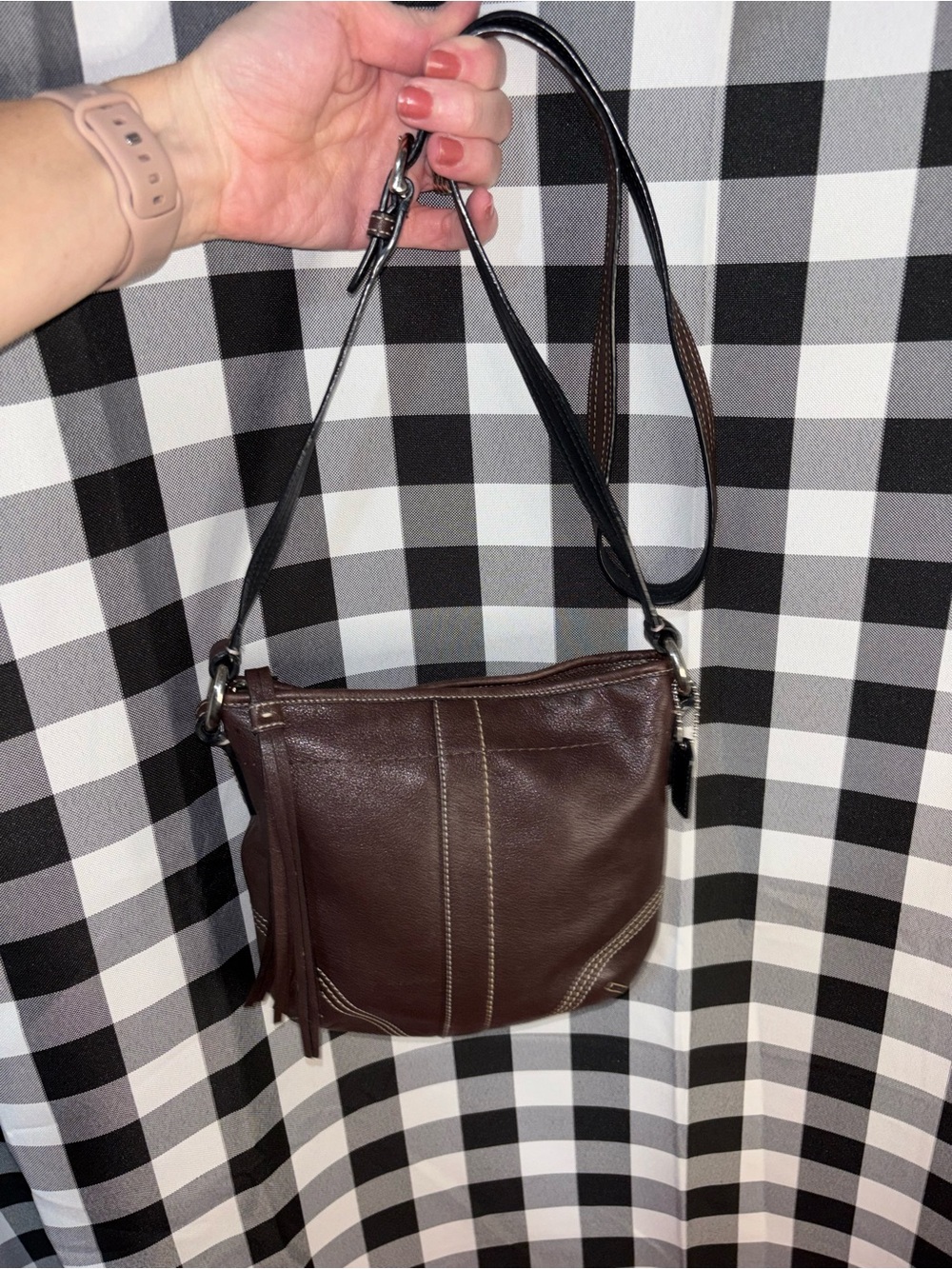Coach SoHo Brown Pebbled Leather Swingpack Crossbody Bag Y2K